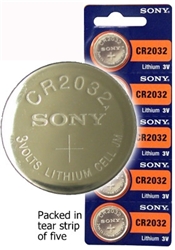 Sony CR2032 Lithium 3 volt Battery- 5 pak